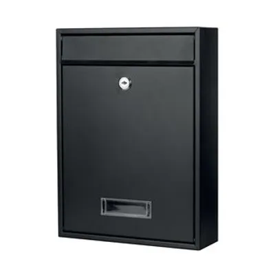 Metallinen Lukollinen postilaatikko SLIM musta 360 x 265 x 55 mm